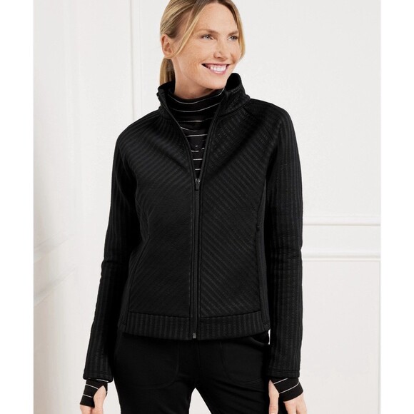 Talbots Jackets & Blazers - T By Talbots Jacket Medium Zip Fitted Textured Jacquard Active Athleisure